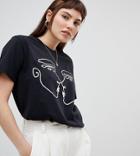 Reclaimed Vintage Inspired T-shirt With Kissing Faces Print In Black - Black