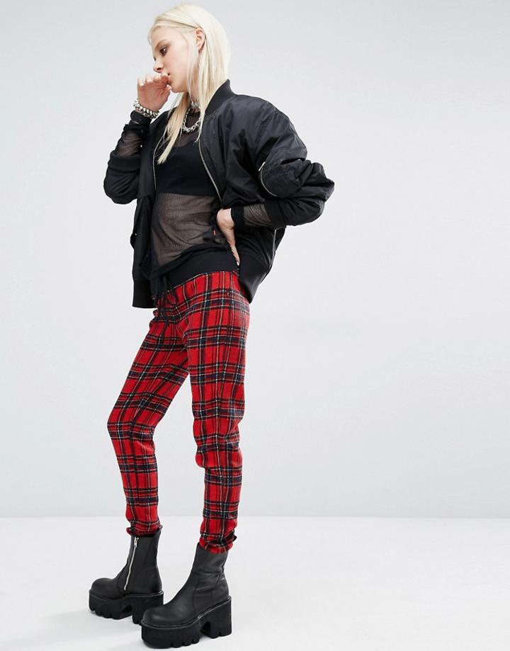Tripp Nyc Check Joggers - Red Plaid