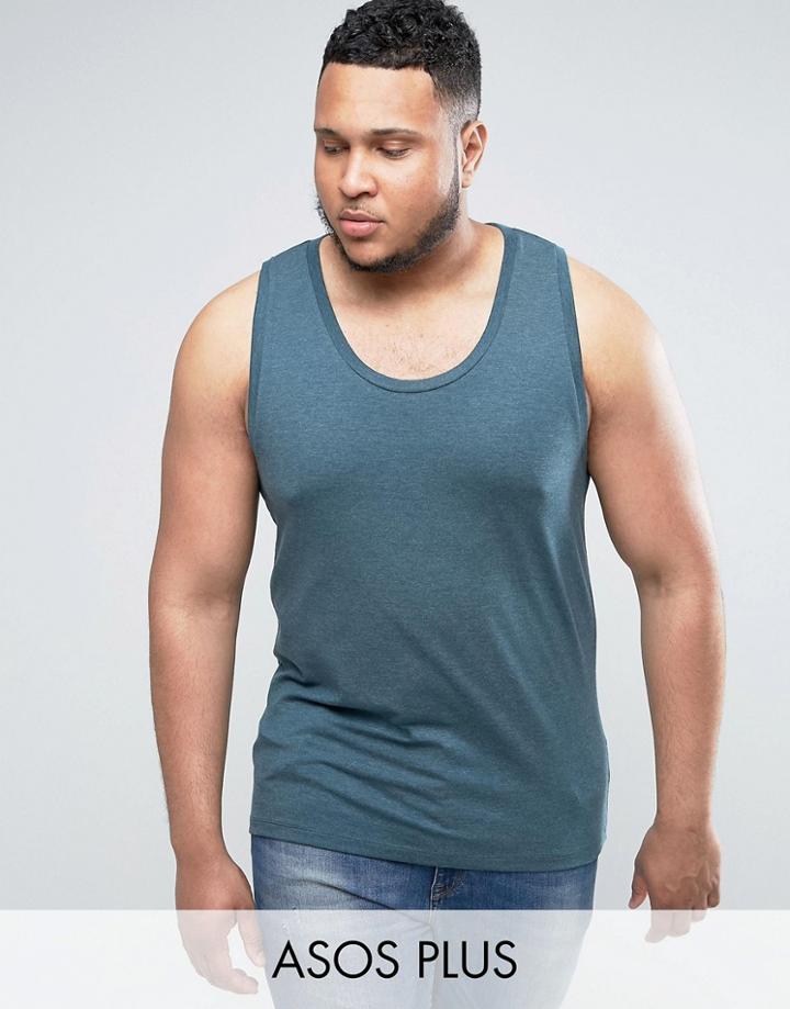 Asos Plus Muscle Fit Tank In Green - Green