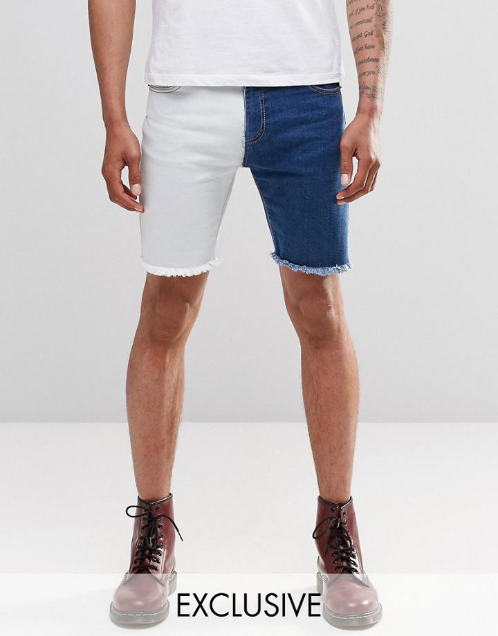 Liquor & Poker Straight Denim Shorts Half Dip Dyed Blue - Half Dip Dyed