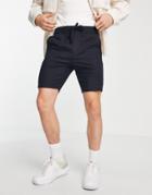 Only & Sons Shorts In Linen Mix With Elasticated Waist In Navy