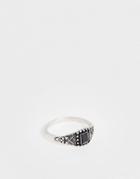 Asos Design Vintage Ring With Stone Detail In Burnished Silver Tone