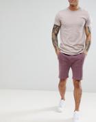 Asos Skinny Shorts In Overdyed Purple Pique - Purple