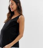 Asos Design Maternity Organic Cotton Super Oversized Tank In Washed Black