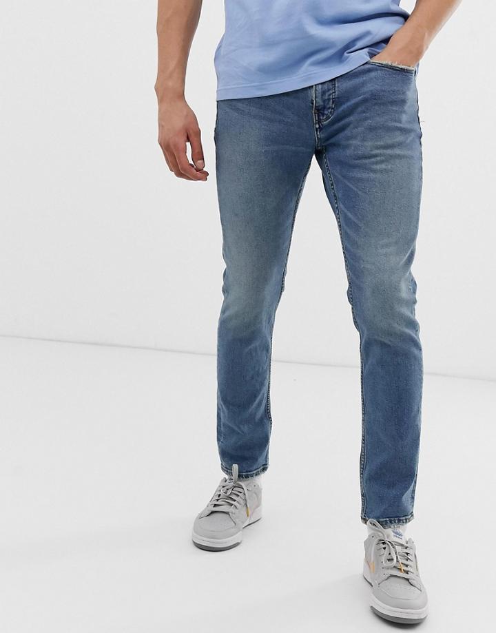 Pull & Bear Slim Jeans In Blue - Blue