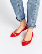Love Moschino Pointed Ballet Flats - Red
