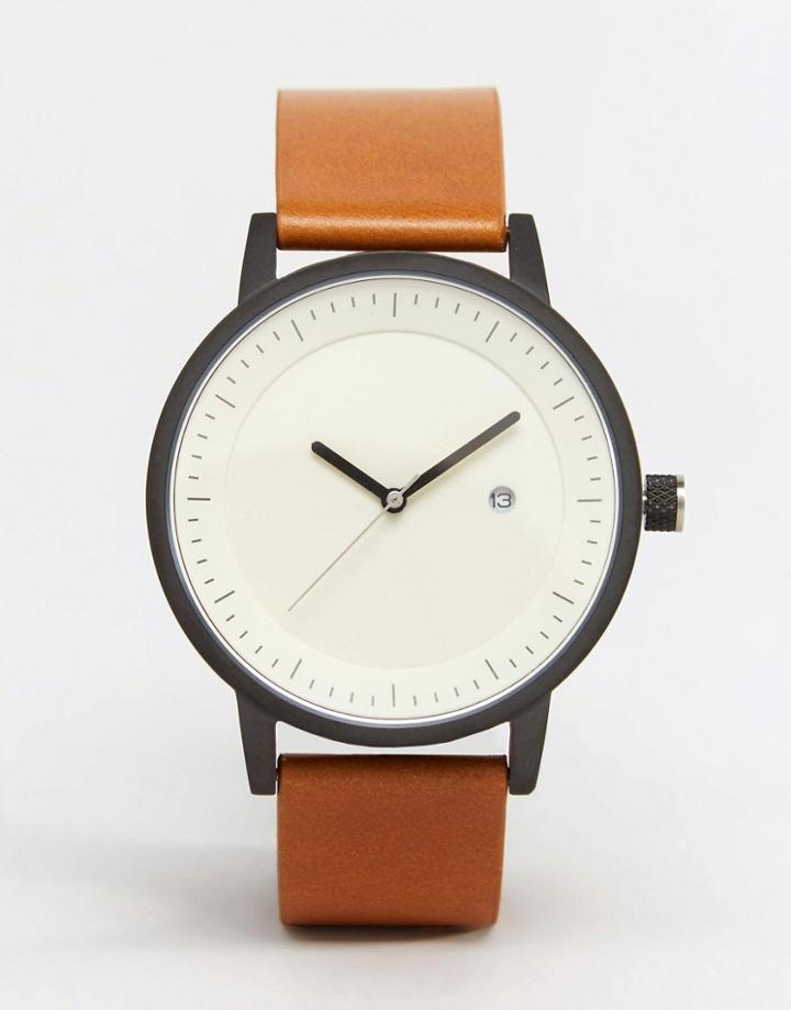 Swco Earl Leather Watch In Tan - Tan