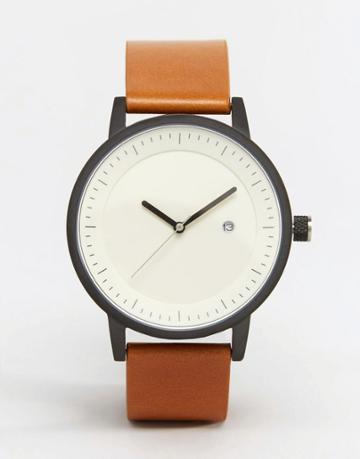 Swco Earl Leather Watch In Tan - Tan