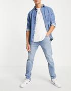 Pull & Bear Slim Jeans In Mid Wash Blue