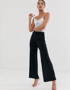 Asos Design Textured Slinky Wide Leg Pants - Black