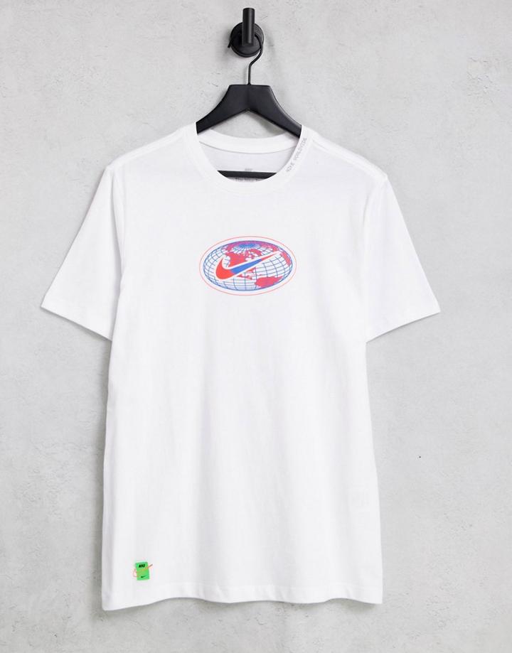 Nike Worldwide Globe Logo T-shirt In White