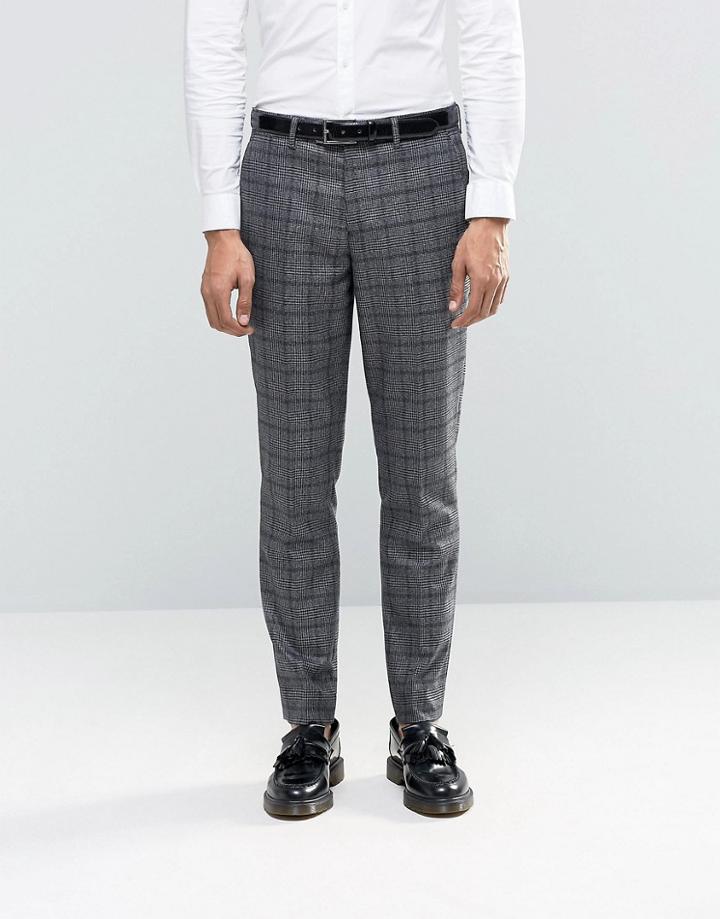 Feraud Heritage Premium Wool Check Suit Pants - Gray