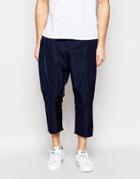 Asos Drop Crotch Cropped Pants In Navy - Navy
