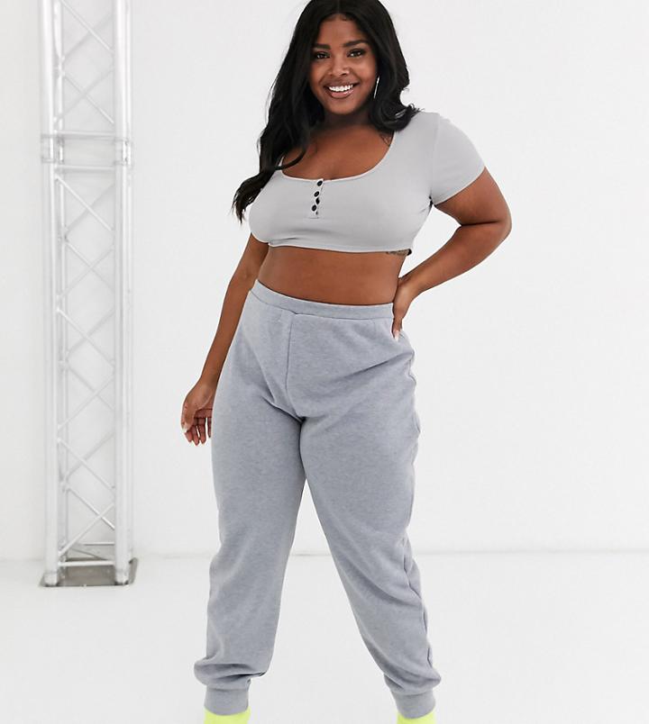 Fashionkilla Plus Jogger Bottom In Gray