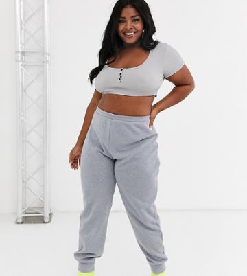 Fashionkilla Plus Jogger Bottom In Gray