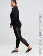 Asos Curve Lounge Legging With Mesh Insert Co-ord - Black