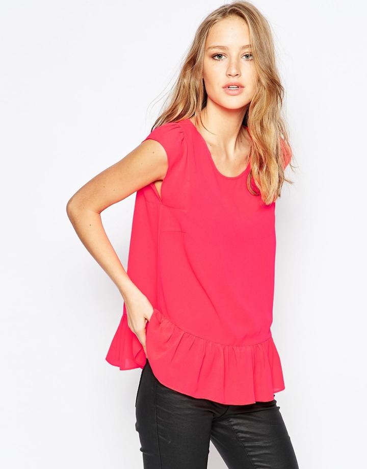 Y.a.s Calvin Ruffle Hem Top - Red