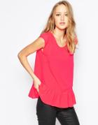 Y.a.s Calvin Ruffle Hem Top - Red