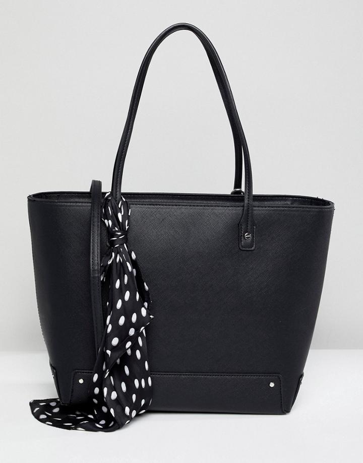 Bershka Tote With Scarf - Black