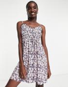 Vero Moda Frill Detail Strappy Mini Dress In Purple Floral