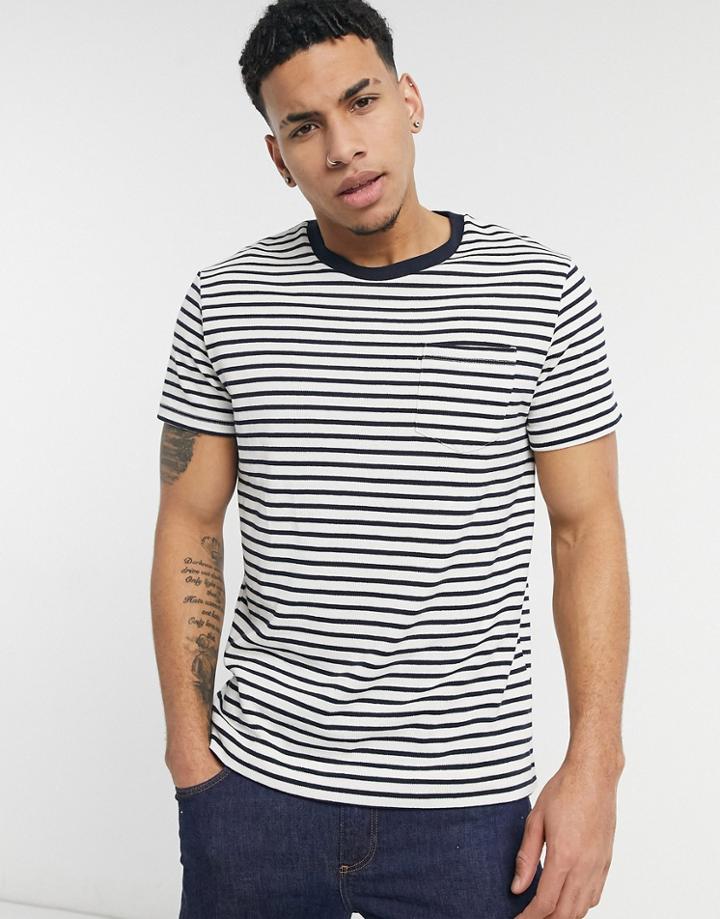 Jack & Jones Premium Knit T-shirt In Navy & White Stripes