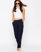 Asos Mid Rise Tailored Tapered Leg Pant - Navy