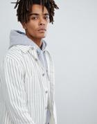 Mennace Denim Jacket In White With Pinstripe - White