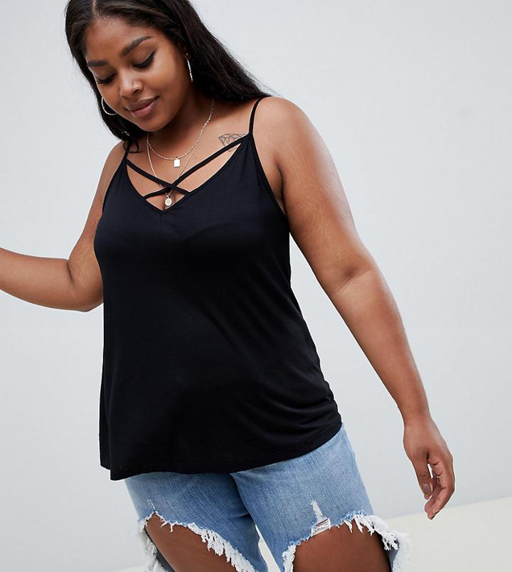 Asos Design Curve Cami With Caging Detail In Black