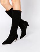 Asos Cate Pointed Knee High Boots - Black Micro