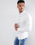 Asos Design Skinny Viscose Shirt In White - White