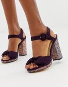 Oasis Block Heeled Sandals With Glitter Heel In Purple - Purple