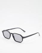 Asos Design Retro Square Sunglasses In Black With Smoke Lens
