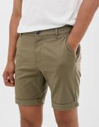 Selected Homme Chino Shorts In Organic Cotton-beige