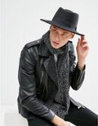 Asos Design Pork Pie Hat In Black With Diamond Crown - Black