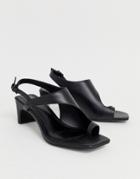Asos Design Hercules Premium Leather Toe Loop Block Heeled Sandals-black