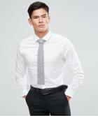 Asos Skinny Shirt In White With Gray Design Tie Save - White