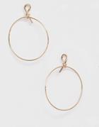 Asos Design Earrings With Knot Stud And Open Circle Drop In Gold - Gold