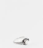 Kingsley Ryan Sterling Silver Etched Snake Ring With Faux Moonstone