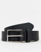 Asos Design Smart Faux Leather Slim Belt In Black - Black