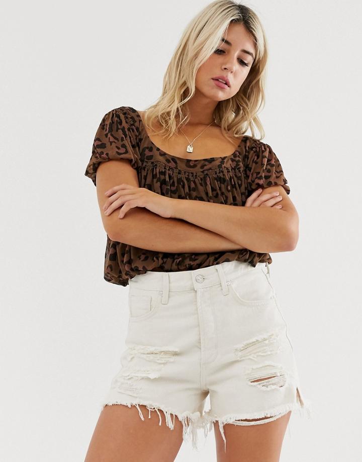 Free People Megs Scoop Neck Printed Blouse