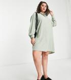 Urban Threads Plus Shirt Dress In Green Check