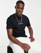 Abercrombie & Fitch Small Central Script Logo T-shirt In Black