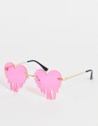 Public Desire Melting Heart Sunglasses In Neon Pink