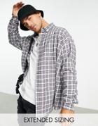 Asos Design Extreme Oversized Shirt In Gray Vintage Inspired Dad Check