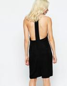 Neon Rose Shift Dress With Open Back - Black