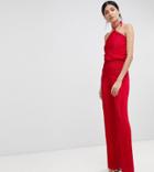 John Zack Tall High Neck Wide Leg Jumpsuit - Red