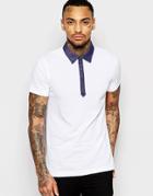 Diesel Polo T-angie Chambray Collar And Placket In White - White