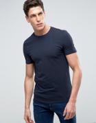 Asos Muscle Fit T-shirt With Crew Neck And Stretch In Navy - Navy