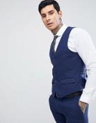 Harry Brown Blue Flannel Slim Fit Wool Blend Suit Vest - Blue