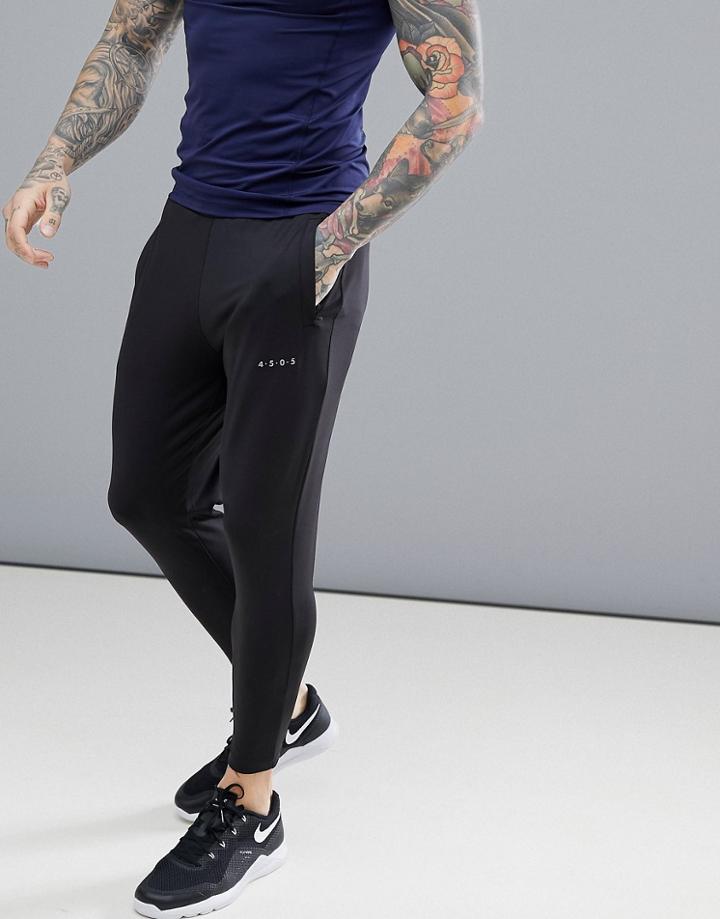 Asos 4505 Skinny Tapered Joggers In Lightweight Jersey In Black - Black